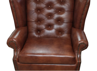 Luxus Ohrensessel Chesterfield Sessel Leder Braun Couch Modern Möbel